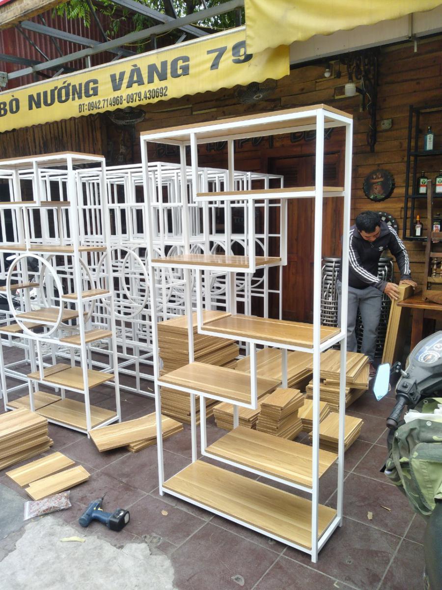 Kệ Trưng Bày Khung Sắt ,Mặt Gỗ Ép Công Nghiệp Ngang 80cm Hải Phòng